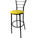 Ver imagem 3 de Kit 3 Banquetas Bistrô Aço Pintura Epóxi Preta Assento Amarelo