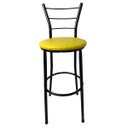 Ver imagem 2 de Kit 3 Banquetas Bistrô Aço Pintura Epóxi Preta Assento Amarelo