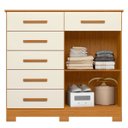 Ver imagem 2 de Cômoda Sapateira Mandarim 6 Gavetas 2 Portas Mdp Cinamomo/off White