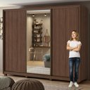 Ver mais imagens de Guarda Roupa Casal com Espelho 3 Portas de Correr 6 Gavetas e Pés 270,5cm Spazio Glass Espresso Móveis