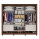 Ver imagem 2 de Guarda Roupa Casal com Espelho 3 Portas de Correr 6 Gavetas e Pés 270,5cm Spazio Glass Espresso Móveis