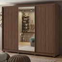 Ver imagem 1 de Guarda Roupa Casal com Espelho 3 Portas de Correr 6 Gavetas e Pés 270,5cm Spazio Glass Espresso Móveis
