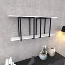 Ver imagem 1 de Prateleira Industrial Suspensa Estante Parede Nicho Branca Ferro e Madeira Suporte Pratileira