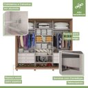 Ver imagem 3 de Guarda Roupa Casal com Espelho 3 Portas de Correr 6 Gavetas e Pés 270,5cm Spazio Glass Espresso Móveis 