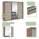 Ver imagem 2 de Guarda Roupa Casal com Espelho 3 Portas de Correr 6 Gavetas e Pés 270,5cm Spazio Glass Espresso Móveis 