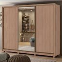 Ver imagem 1 de Guarda Roupa Casal com Espelho 3 Portas de Correr 6 Gavetas e Pés 270,5cm Spazio Glass Espresso Móveis 