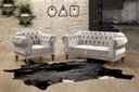 Ver imagem 2 de Kit Namoradeira Duquesa Chesterfield 2 Lugares + 1 Poltrona - Suede Bege Claro