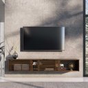 Ver imagem 3 de Rack Flutuante TV 75 Moderno Madeira 175 cm Castanho Rian Idimex