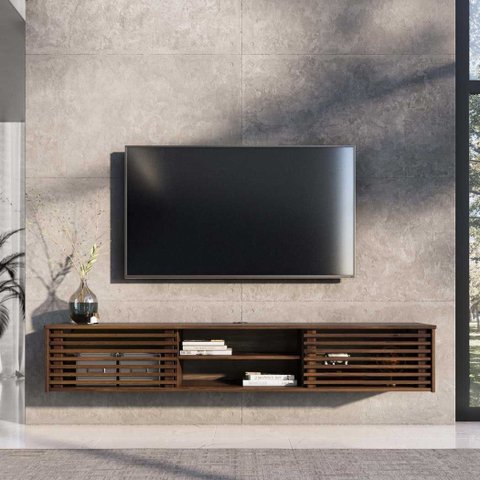 Rack Flutuante TV 75 Moderno Madeira 175 cm Castanho Rian Idimex