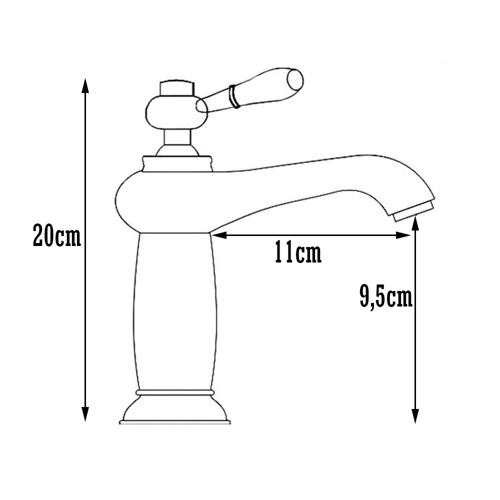 Torneira de Banheiro Luxo Clássica Retro Vintage Bico Aerador Misturador Monocomando Aço Inox Bronze - 6