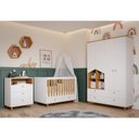 Ver imagem 1 de Quarto de Bebê com 1 Berço 1 Cômoda 3 Gavetas e 1 Guarda Roupa 4 Portas 4 Gavetas Picolé Espresso Mó