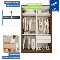 Guarda-roupa Solteiro 2 Porta de Correr e 3 Espelhos Cléo - Freijó - 3
