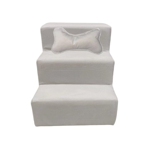 Escada para Pet 3 Degraus Veludo para Gatos e Cachorros Bege