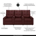 Ver imagem 6 de Poltrona do Papai Reclinável Cinema 3 Lugares Manual Baú Usb Haifa F05 Veludo Vinho - Lyam Decor