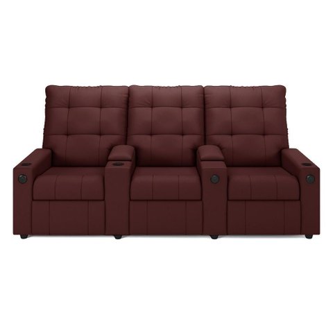 Poltrona do Papai Reclinável Cinema 3 Lugares Manual Baú Usb Haifa F05 Veludo Vinho - Lyam Decor