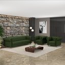 Ver imagem 1 de Conjunto Sala de Estar 1 Sofá Living 200cm e 2 Poltronas Stanford Chesterfield Pés Madeira Couro Ver