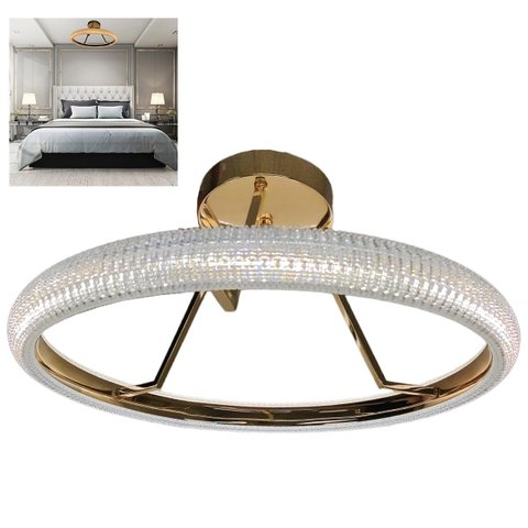 Luminaria 3 em 1 Anel Arco Pendente Lustre Infinito Led Perfil Moderno Iluminaçao Quarto Sala de Jan