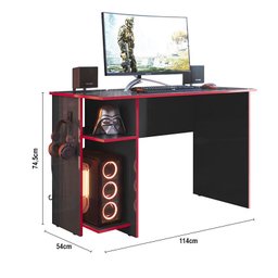 Conjunto Gamer Armário 2 Portas e Mesa para Computador 3875 Preto/Vermelho - Qmovi - 5 Conjunto Gamer Armário 2 Portas e Mesa para Computador 3875 Preto/Vermelho - Qmovi - 5