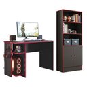 Ver imagem 1 de Conjunto Gamer Armário 2 Portas e Mesa para Computador 3875 Preto/Vermelho - Qmovi