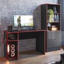 Ver imagem 2 de Conjunto Gamer Armário 2 Portas e Mesa para Computador 3875 Preto/Vermelho - Qmovi