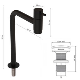 Kit Torneira Em Inox Black com Válvula Click Quadrada Black - 2