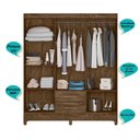 Ver imagem 4 de Kit Guarda Roupa Casal Panamá e Cômoda MS - Castanho Wood
