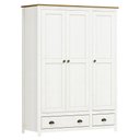 Ver imagem 2 de Guarda Roupa Madeira Maciça 3 Portas Osiris 2 Gavetas Branco/freijó - G74 - Gran Belo