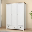 Ver imagem 1 de Guarda Roupa Madeira Maciça 3 Portas Osiris 2 Gavetas Branco/freijó - G74 - Gran Belo