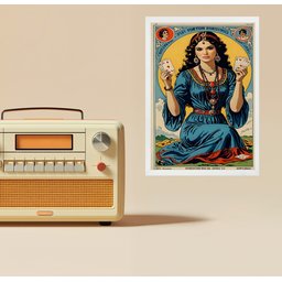 Quadro Decorativo Cigana com Cartas Baralho 24x18cm:moldura Branca - 1