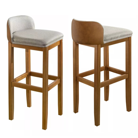 Kit 2 Banqueta Alta Encosto Cozinha Area Gourmet Americana Padrão Estofamento Confortavel