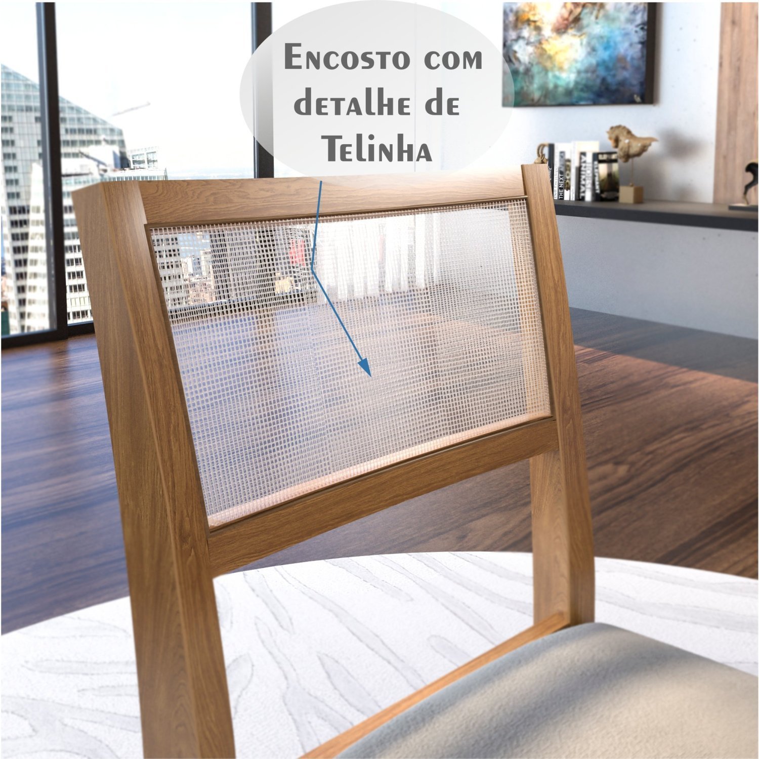 Conjunto Sala de Jantar Mesa Ametista MDF/Vidro 160x90cm com 6 Cadeiras Ônix  - 7