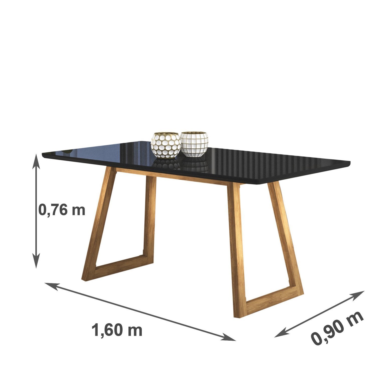 Conjunto Sala de Jantar Mesa Ametista MDF/Vidro 160x90cm com 6 Cadeiras Ônix  - 3