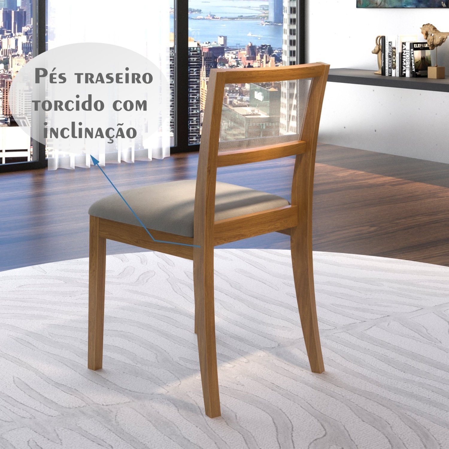 Conjunto Sala de Jantar Mesa Ametista MDF/Vidro 160x90cm com 6 Cadeiras Ônix  - 9