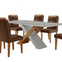 Ver imagem 7 de Mesa Sala de Jantar Carol 180cm e 6 Cadeiras Carol Moderna Vel. Marrom/off White/imbuia