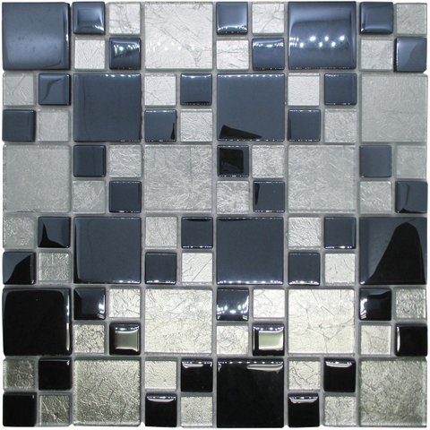 Pastilha de Vidro para Cozinha Cristal Cosmo Cromado 30x30cm