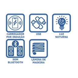 Mesa de Cabeceira Inteligente - Ct-21 - com Carregador por Indução, Som Bluetooth e Luz Noturna Mmj- - 6
