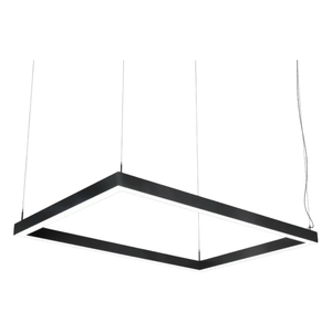 Luminária Squadra Perfil 1mx0,50 Led Retângulo Cabo Suspenso Preto 220v 3000k