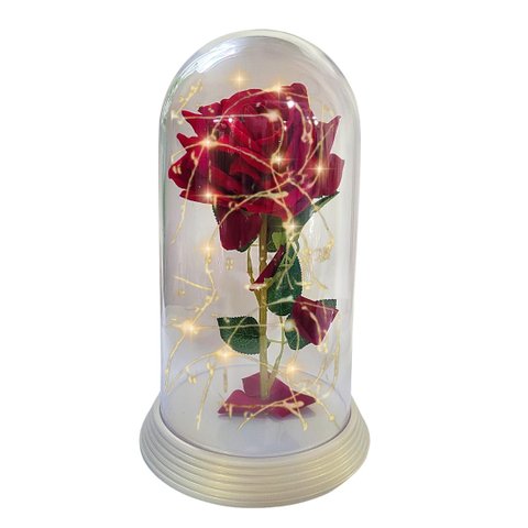 Luminária a Rosa Encantada Vermelha 28 Cm