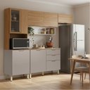 Ver imagem 3 de Armário de Cozinha Completa com Balcão 8 Portas 2 Gavetas 2,50m Alba Demóbile