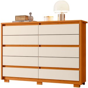 Cômoda Duetto 10 Gavetas Cinamomo/off White