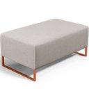 Ver imagem 1 de Puff Decorativo Sala De Estar Cléo 90cm Base De Ferro Cobre W01 Linho Bege - Lyam Decor