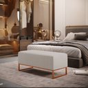 Ver imagem 2 de Puff Decorativo Sala De Estar Cléo 90cm Base De Ferro Cobre W01 Linho Bege - Lyam Decor