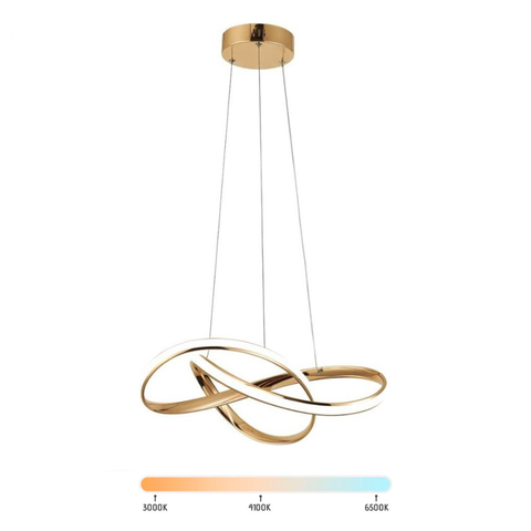 Lustre Pendente Moderno Infinity Led 45w Dourado Multicor Bivolt