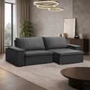 Ver imagem 3 de Sofá 3 Lugares Retrátil Reclinável para Sala 245cm Malfati F04 Veludo Grafite - Lyam Decor