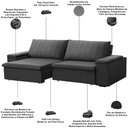 Ver imagem 4 de Sofá 3 Lugares Retrátil Reclinável para Sala 245cm Malfati F04 Veludo Grafite - Lyam Decor