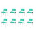 Ver imagem 2 de Kit 8 Cadeira Iso Infantil Creche, Escola Base Branco Verde Água
