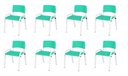 Ver imagem 2 de Kit 8 Cadeira Iso Infantil Creche, Escola Base Branco Verde Água