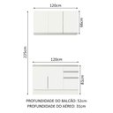 Ver imagem 3 de Cozinha Compacta Madesa Glamy 120001 com Armário e Balcão (Sem Tampo e Pia) Branco Cor:Branco