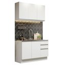 Ver imagem 2 de Cozinha Compacta Madesa Glamy 120001 com Armário e Balcão (Sem Tampo e Pia) Branco Cor:Branco