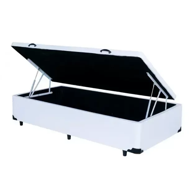 Ver imagem 3 de Cama Box Baú Branco Solteiro Colchão Mola Ensacada + 61x88x188